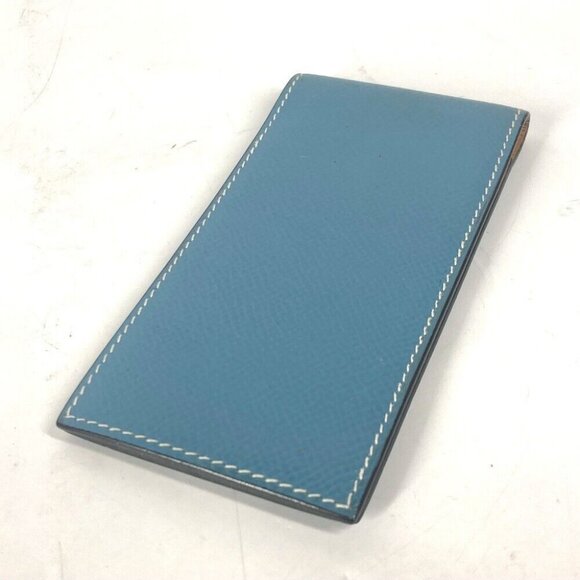 HERMES Notepad Memopad vertical notebook Leather Blue gene blue - Picture 1 of 12